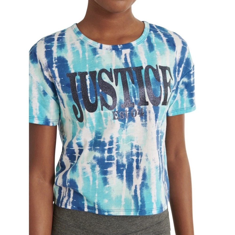 NWT Justice Aqua and Navy Tie-Dye Tee Size XL